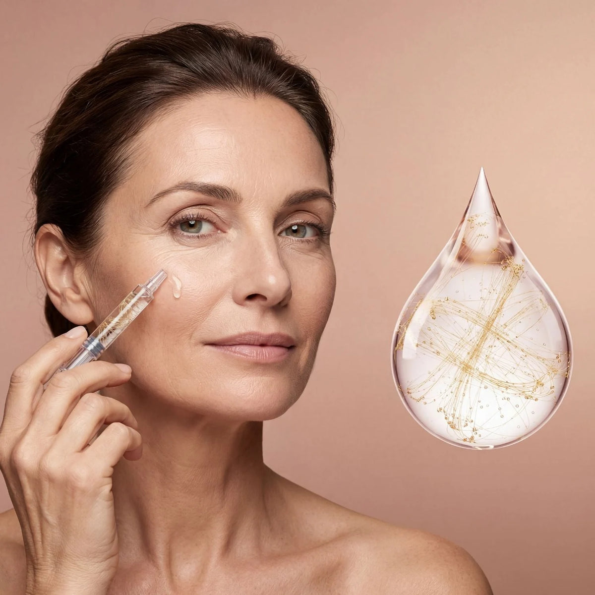 Anwendung des Serums mit einer Kosmetikspritze